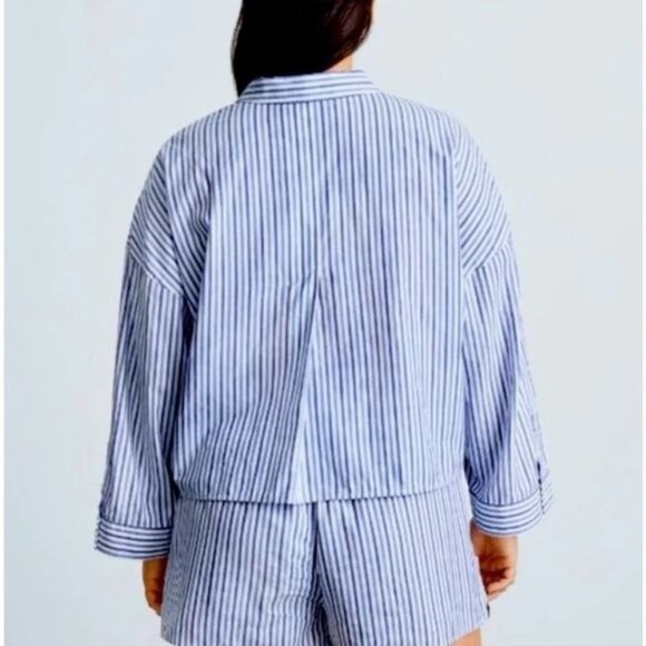 EVERLANE Ethically Made Boxy Cropped 100% Cotton Striped PJ Top Size Small NWT - Picture 4 of 9